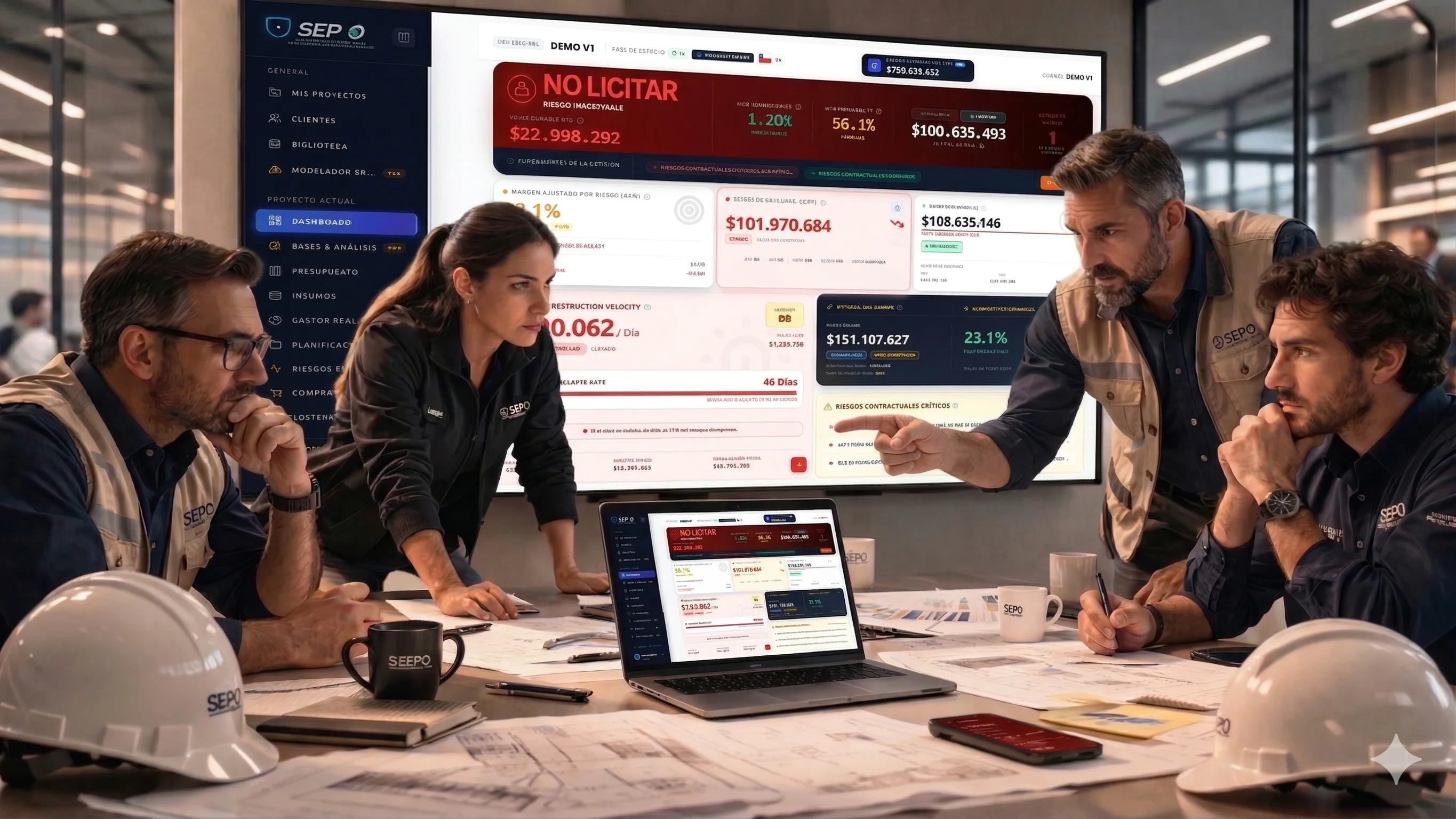 Equipo usando SEPO - Detenerse