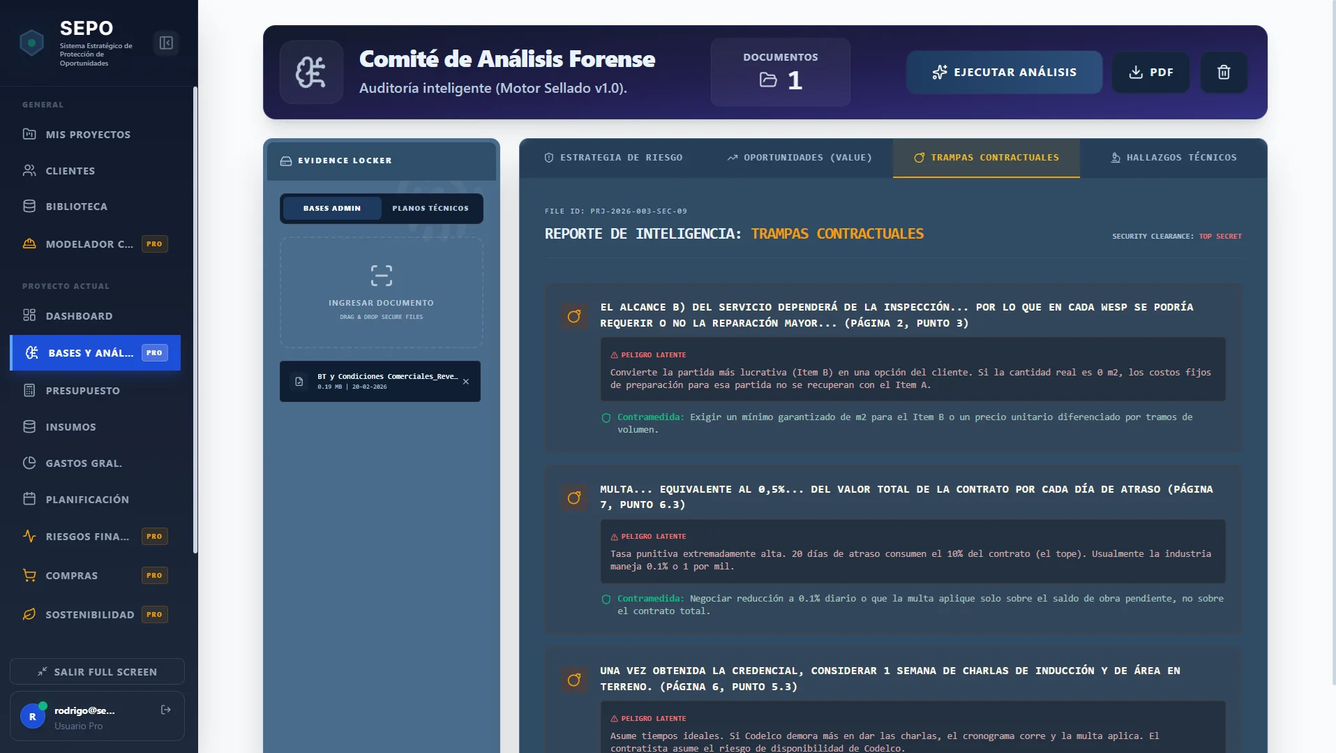 Análisis de bases de licitación y detección de cláusulas de riesgo