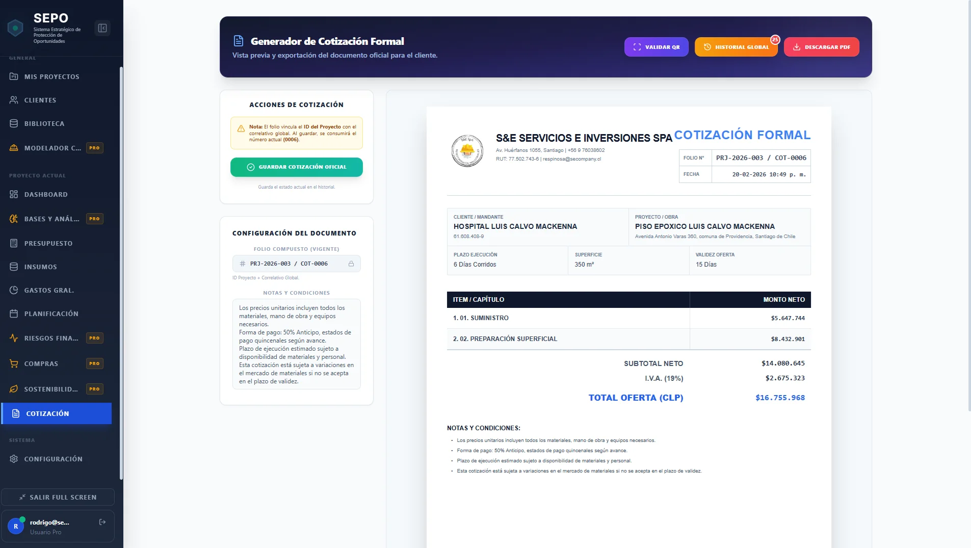 Gestión de cotizaciones dinámicas y comparativo de proveedores en SEPO