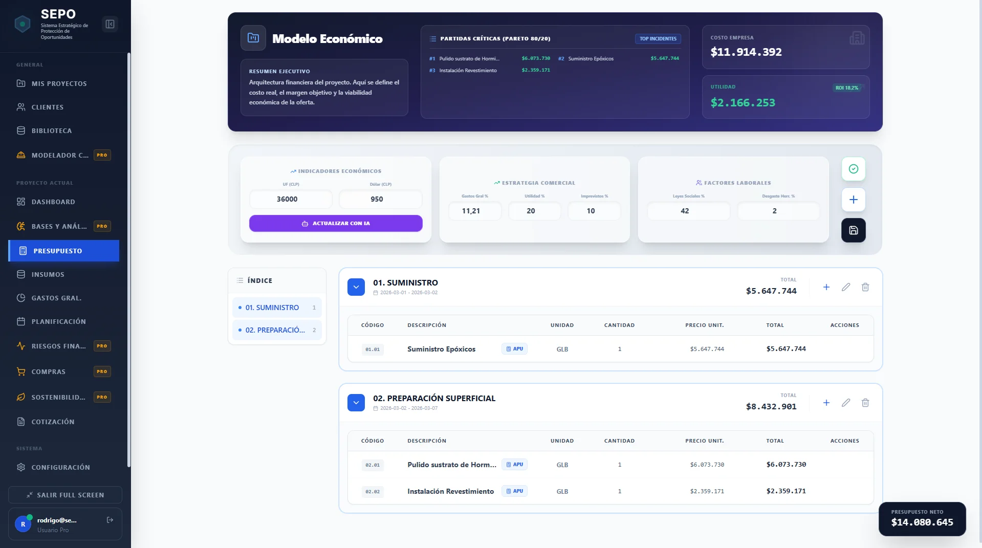 Auditoría de presupuesto SEPO detectando desviaciones en Análisis de Precios Unitarios (APU)